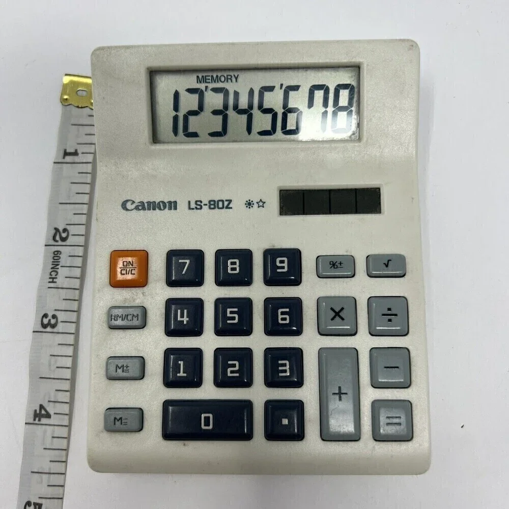 Canon Calculator Mini Solar Power Calculator Model LS-80Z Works
